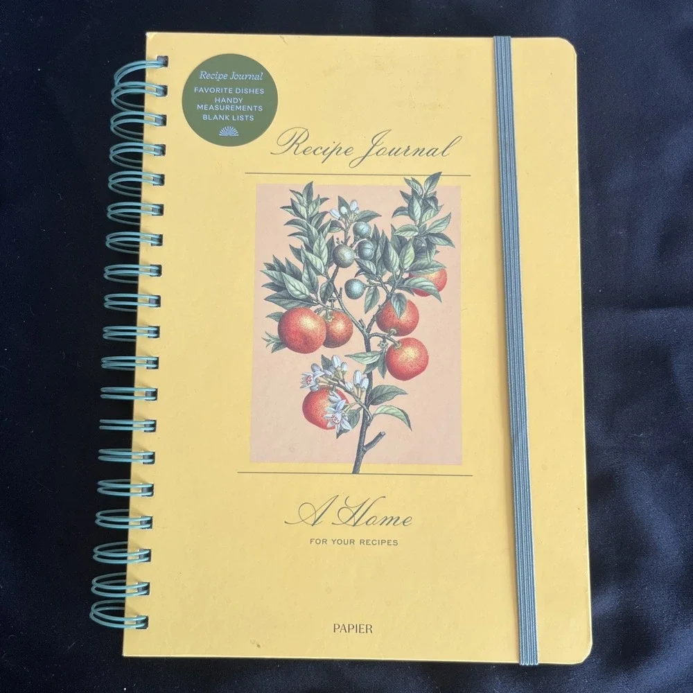 NEW Papier Yellow Recipe Journal Oranges Design Spiral Bound Notebook